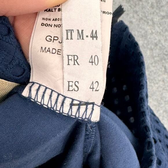 KAOS Pants Blue Size 8 IT 44 Blue Eyelet Side Zip Pants - Picture 6 of 7